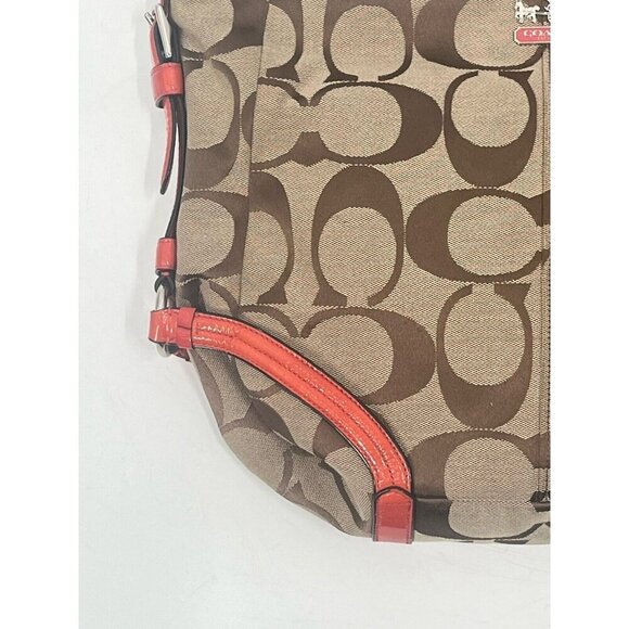 Coach Chelsea Brown Signature C Canvas Shoulder Bag Orange Leather M1120-18903 - Picture 3 of 8